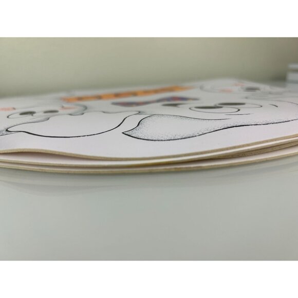 Halloween Ghost Trio BOO Set of 4 Vinyl Circle Placemats Happy Cute Bow Tie - Picture 12 of 13